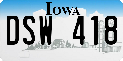 IA license plate DSW418