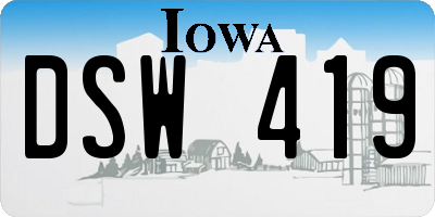 IA license plate DSW419