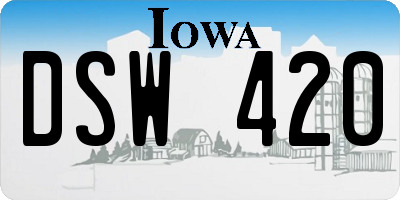 IA license plate DSW420