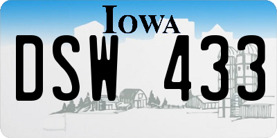 IA license plate DSW433