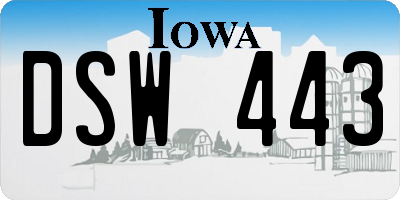 IA license plate DSW443