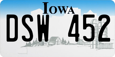 IA license plate DSW452