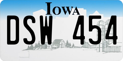 IA license plate DSW454