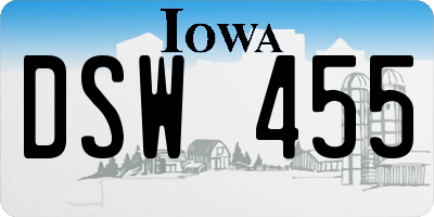 IA license plate DSW455