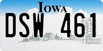 IA license plate DSW461
