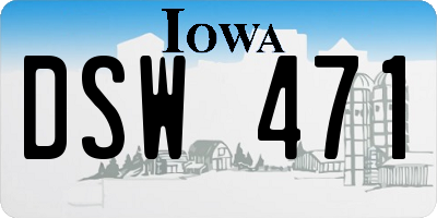 IA license plate DSW471