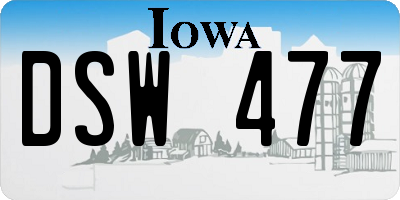 IA license plate DSW477