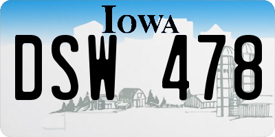 IA license plate DSW478