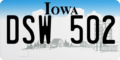IA license plate DSW502