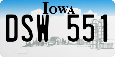 IA license plate DSW551