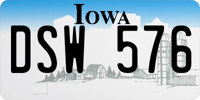 IA license plate DSW576