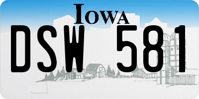 IA license plate DSW581