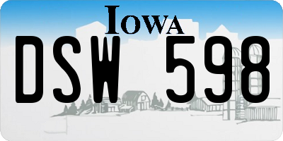 IA license plate DSW598