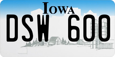 IA license plate DSW600