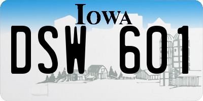 IA license plate DSW601