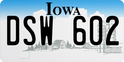 IA license plate DSW602