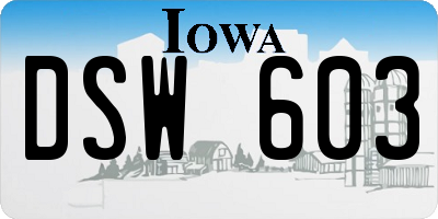 IA license plate DSW603