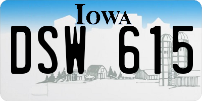 IA license plate DSW615
