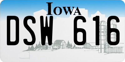 IA license plate DSW616