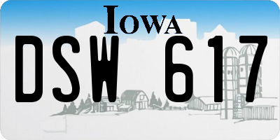 IA license plate DSW617