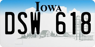 IA license plate DSW618