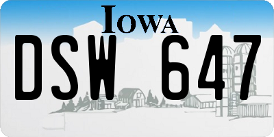 IA license plate DSW647