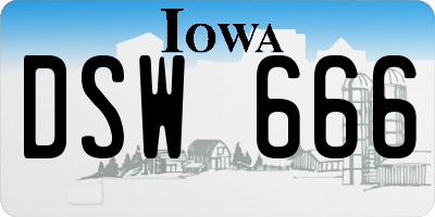 IA license plate DSW666