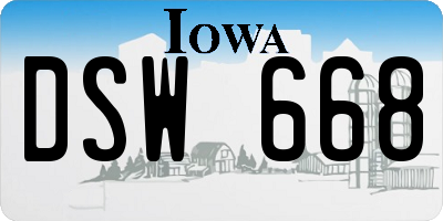 IA license plate DSW668