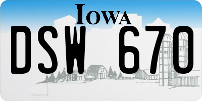 IA license plate DSW670
