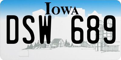 IA license plate DSW689