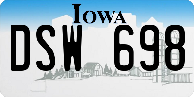 IA license plate DSW698