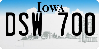 IA license plate DSW700