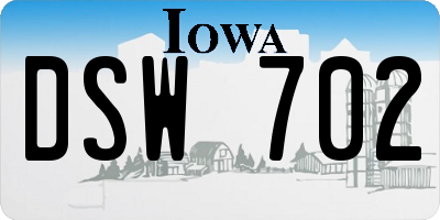 IA license plate DSW702