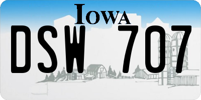 IA license plate DSW707