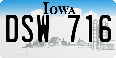 IA license plate DSW716