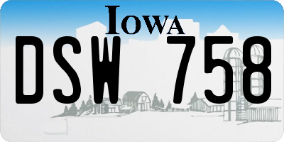 IA license plate DSW758