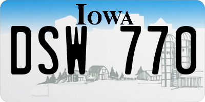 IA license plate DSW770