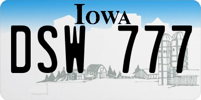 IA license plate DSW777