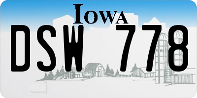 IA license plate DSW778
