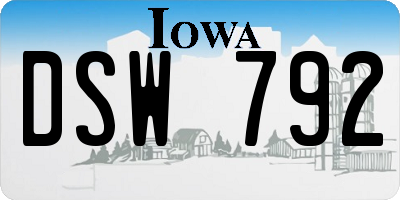 IA license plate DSW792
