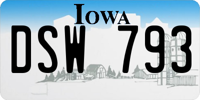 IA license plate DSW793