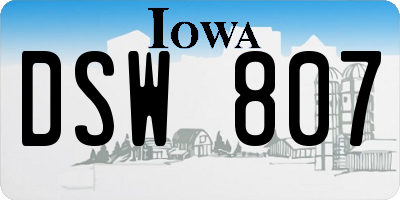 IA license plate DSW807
