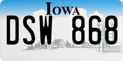IA license plate DSW868