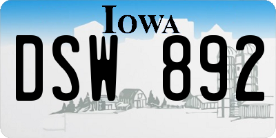 IA license plate DSW892