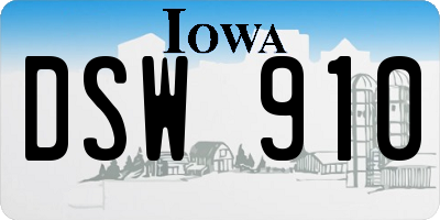 IA license plate DSW910