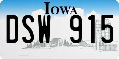 IA license plate DSW915