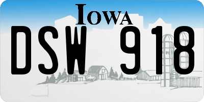 IA license plate DSW918