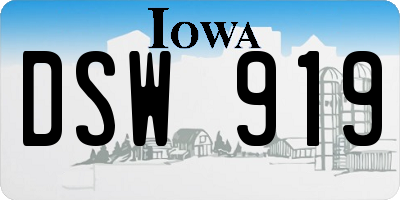 IA license plate DSW919