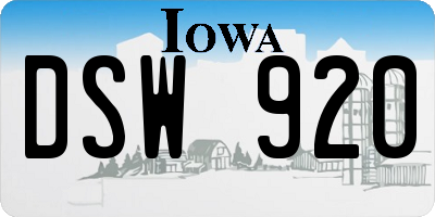 IA license plate DSW920