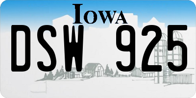 IA license plate DSW925
